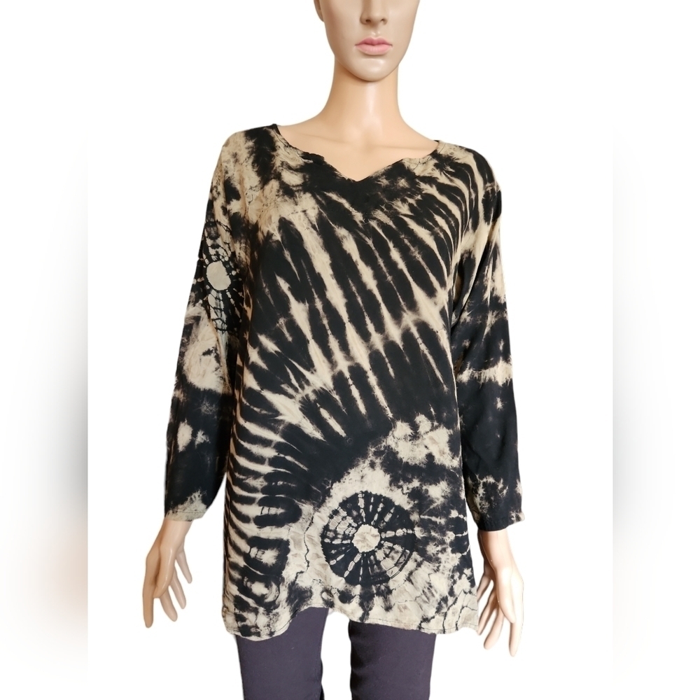 Culture Shop Black & Tan Tie Dye Tunic